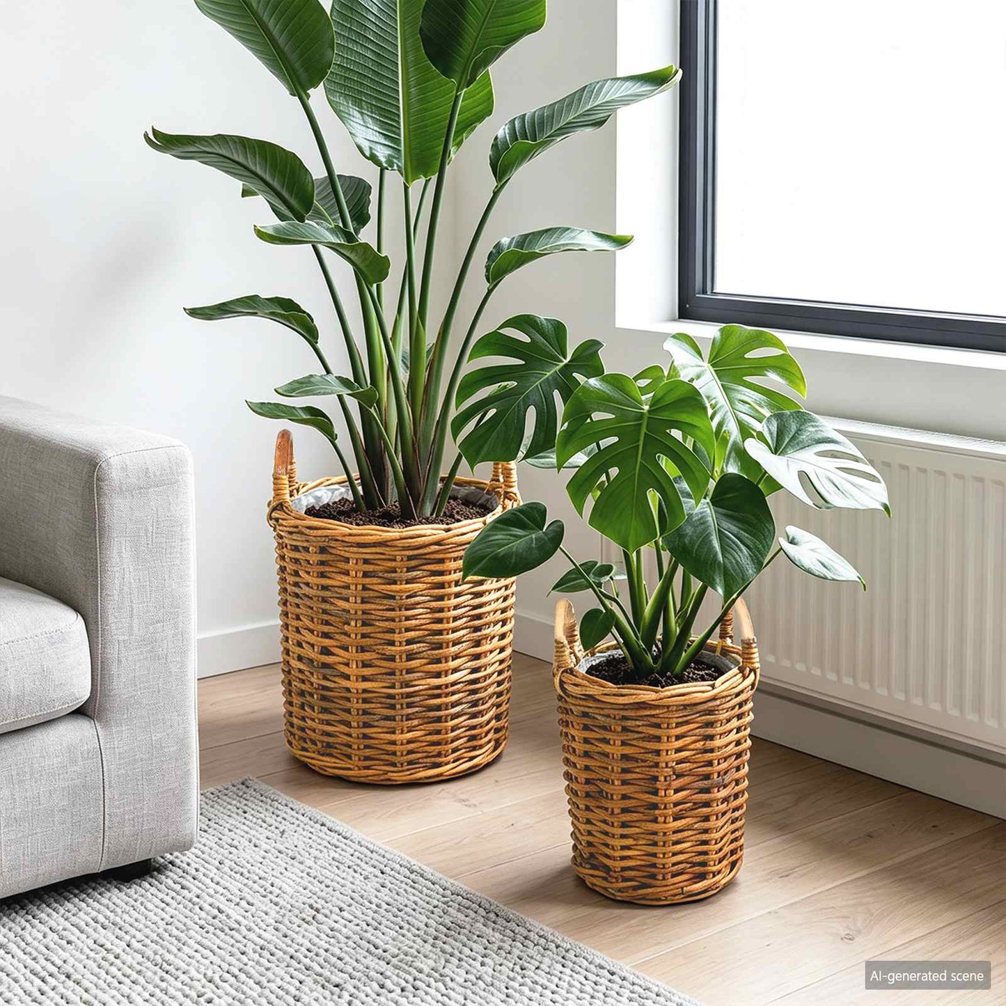 VidaXL panier à plantes avec rangement 2 pcs rotin kubu marron