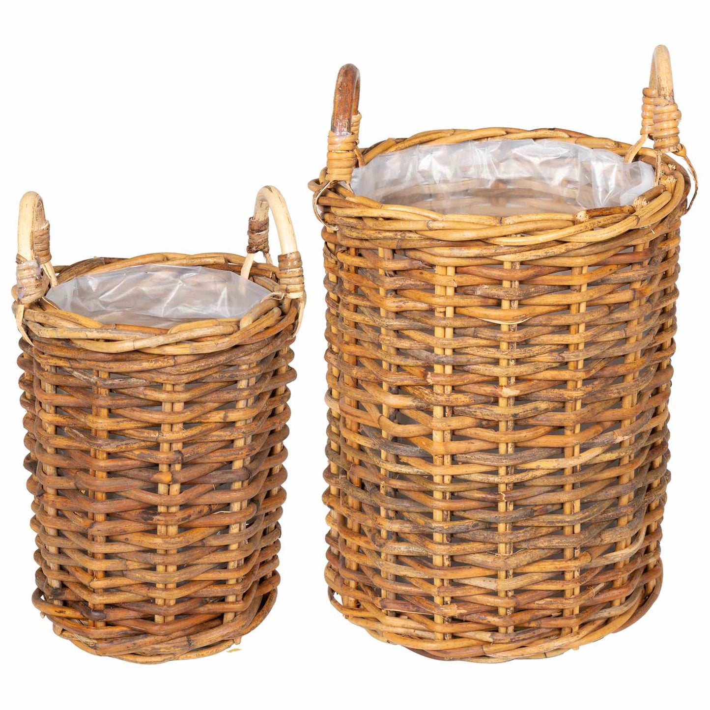 VidaXL panier à plantes avec rangement 2 pcs rotin kubu marron
