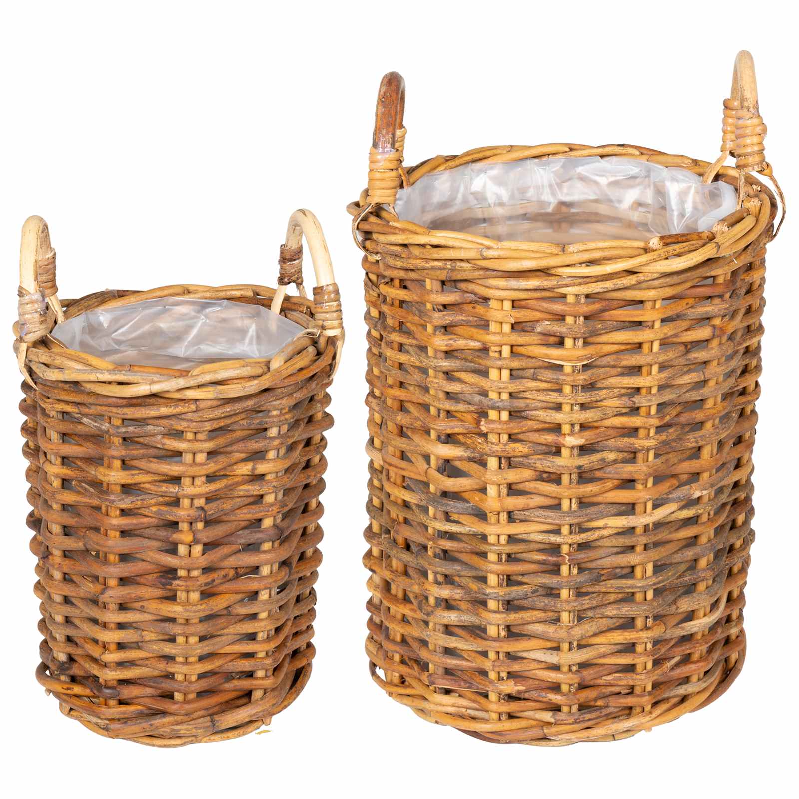 VidaXL panier à plantes avec rangement 2 pcs rotin kubu marron