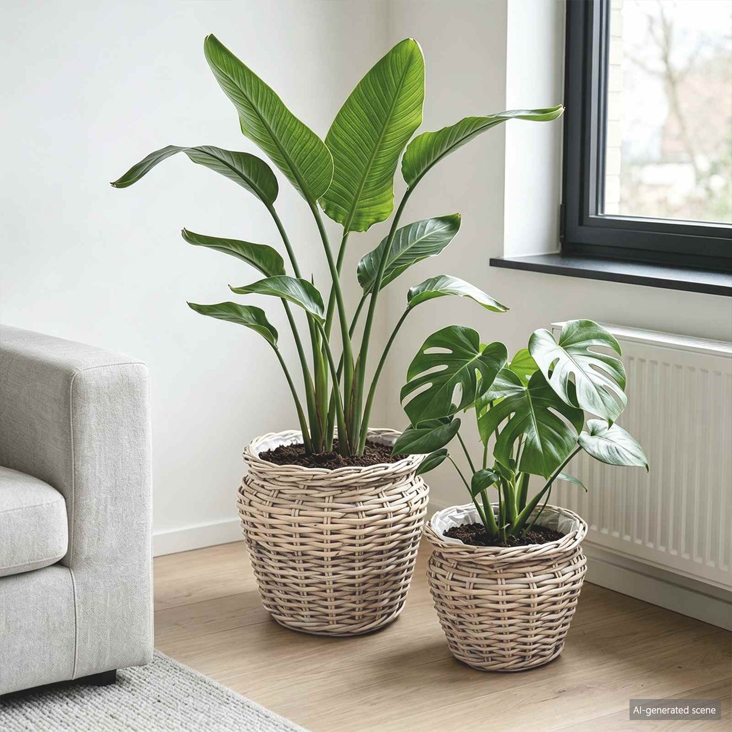 Vidaxl panier à plantes avec rangement 2 pcs osier lacak gris