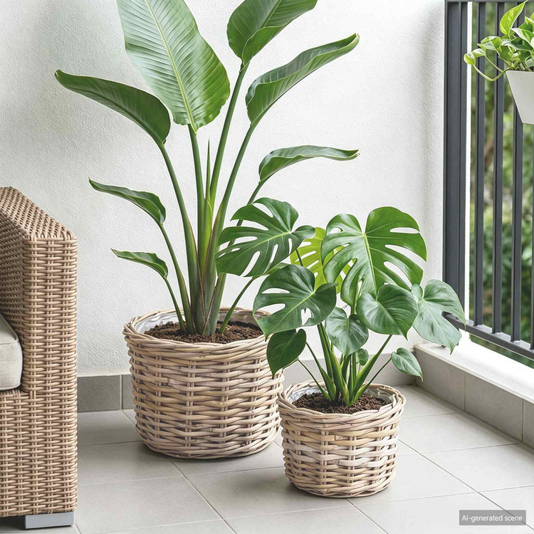 Vidaxl pot de fleur panier avec rangement 2 pcs rotin kubu gris