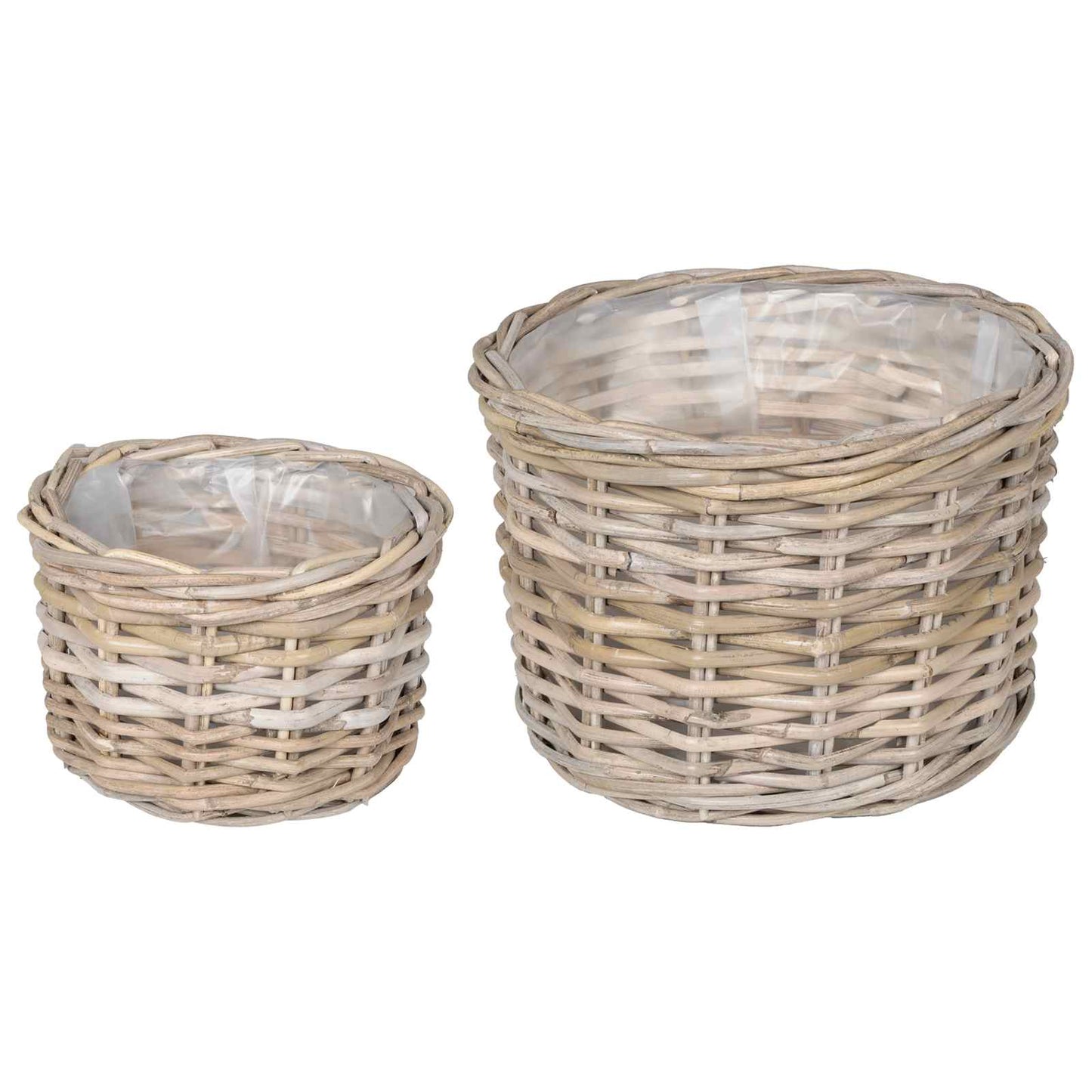 Vidaxl pot de fleur panier avec rangement 2 pcs rotin kubu gris