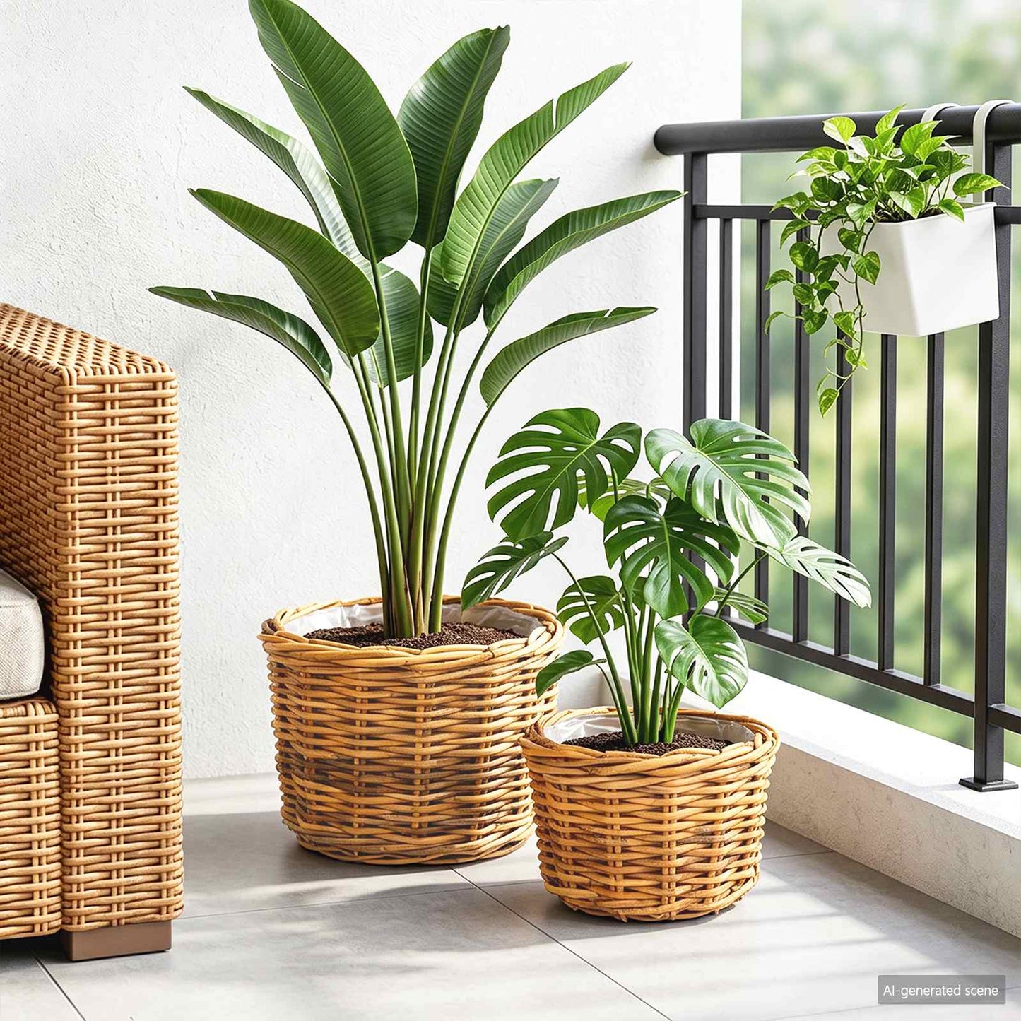 Vidaxl pot de fleur panier avec rangement 2 pcs rotin kubu marron