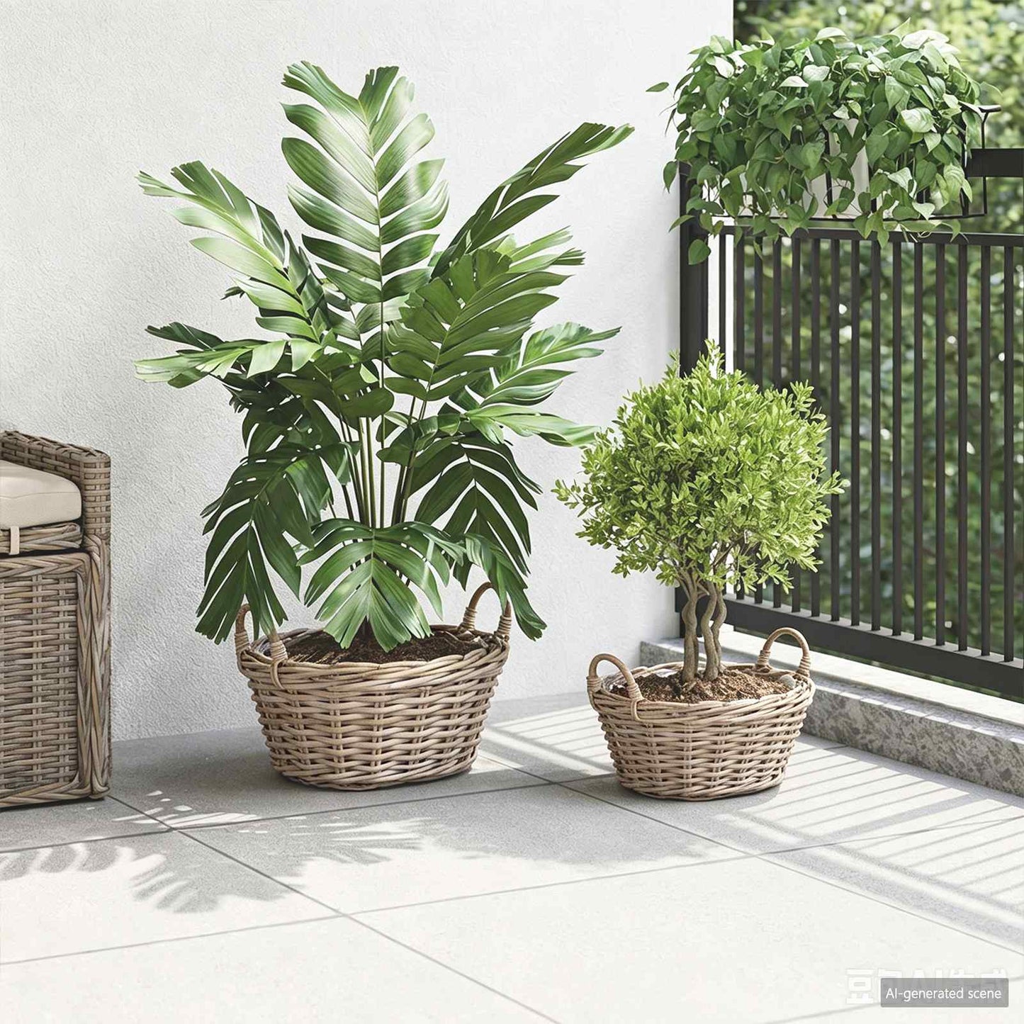 Vidaxl panier à plantes avec rangement 2 pcs osier lacak gris