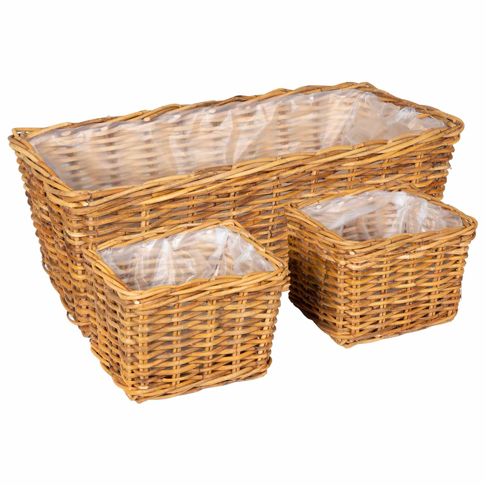 Vidaxxl panier à plantes avec rangement 3 pcs rotin kubu marron