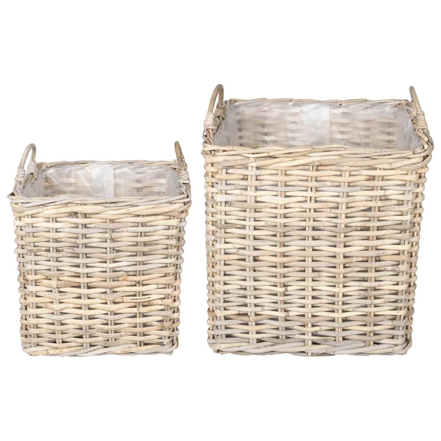 Vidaxl panier à plantes avec rangement 2 pcs osier lacak gris