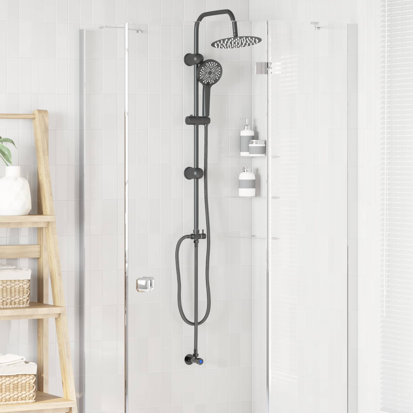 Vidaxx set de douche noir 47 x 20 x 95 cm acier inoxydable