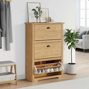 Vidaxl étagère à chaussures bodo marron miel 80 x 35 x 118 cm bois travaillé - afbeelding 1