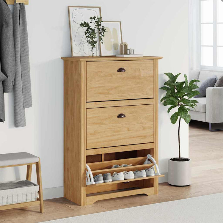 Vidaxl étagère à chaussures bodo marron miel 80 x 35 x 118 cm bois travaillé
