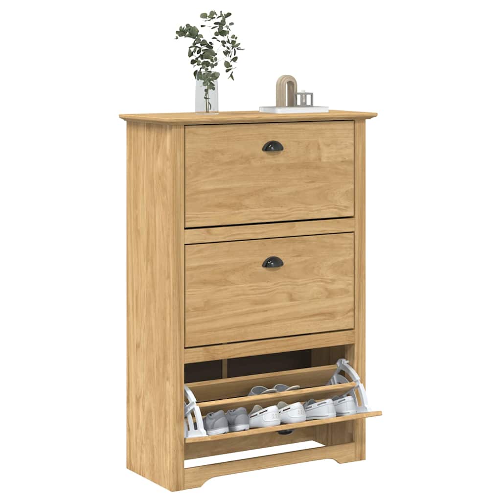Vidaxl étagère à chaussures bodo marron miel 80 x 35 x 118 cm bois travaillé