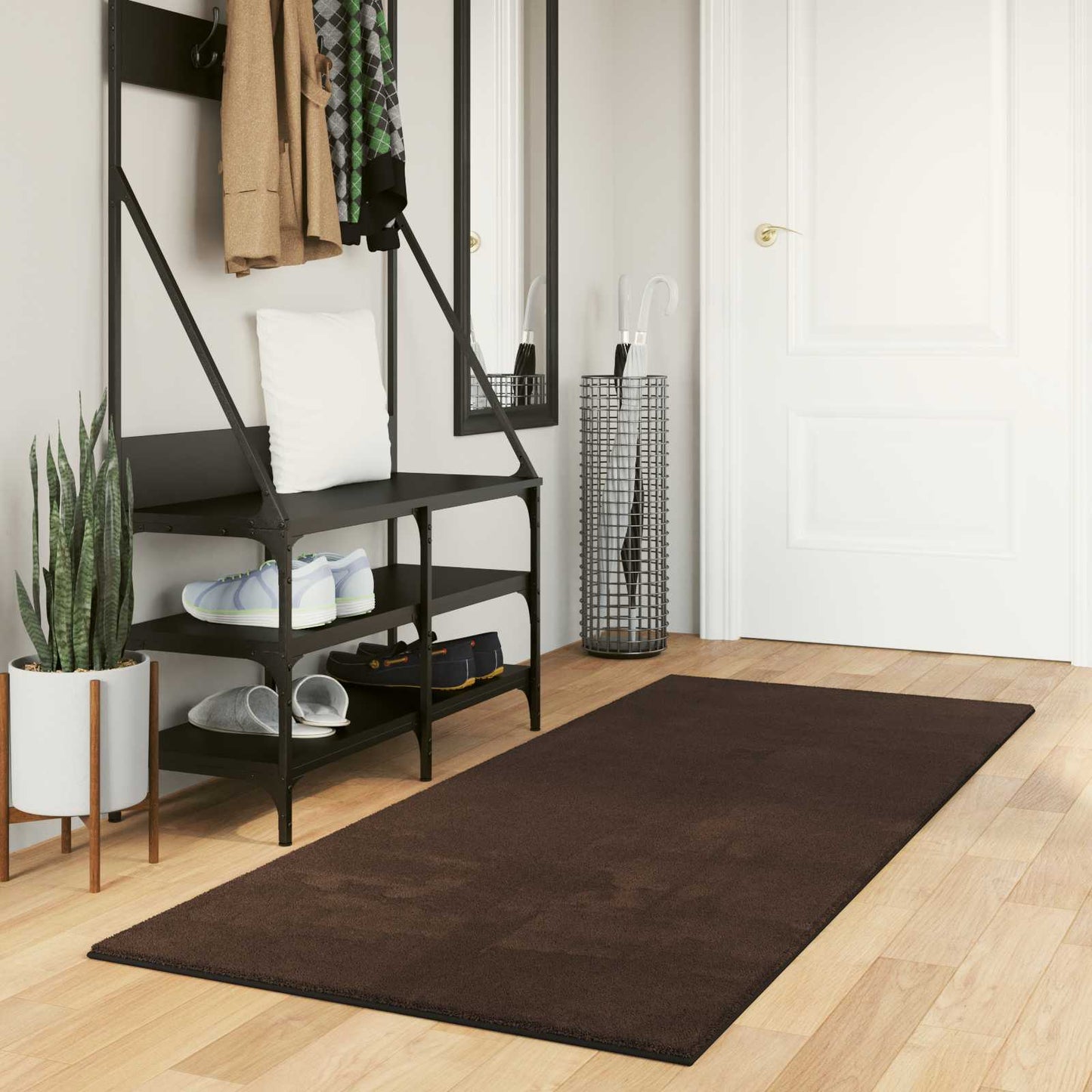 Vidaxx tapis rectangulaire huarte marron 200 x 80 cm polyester