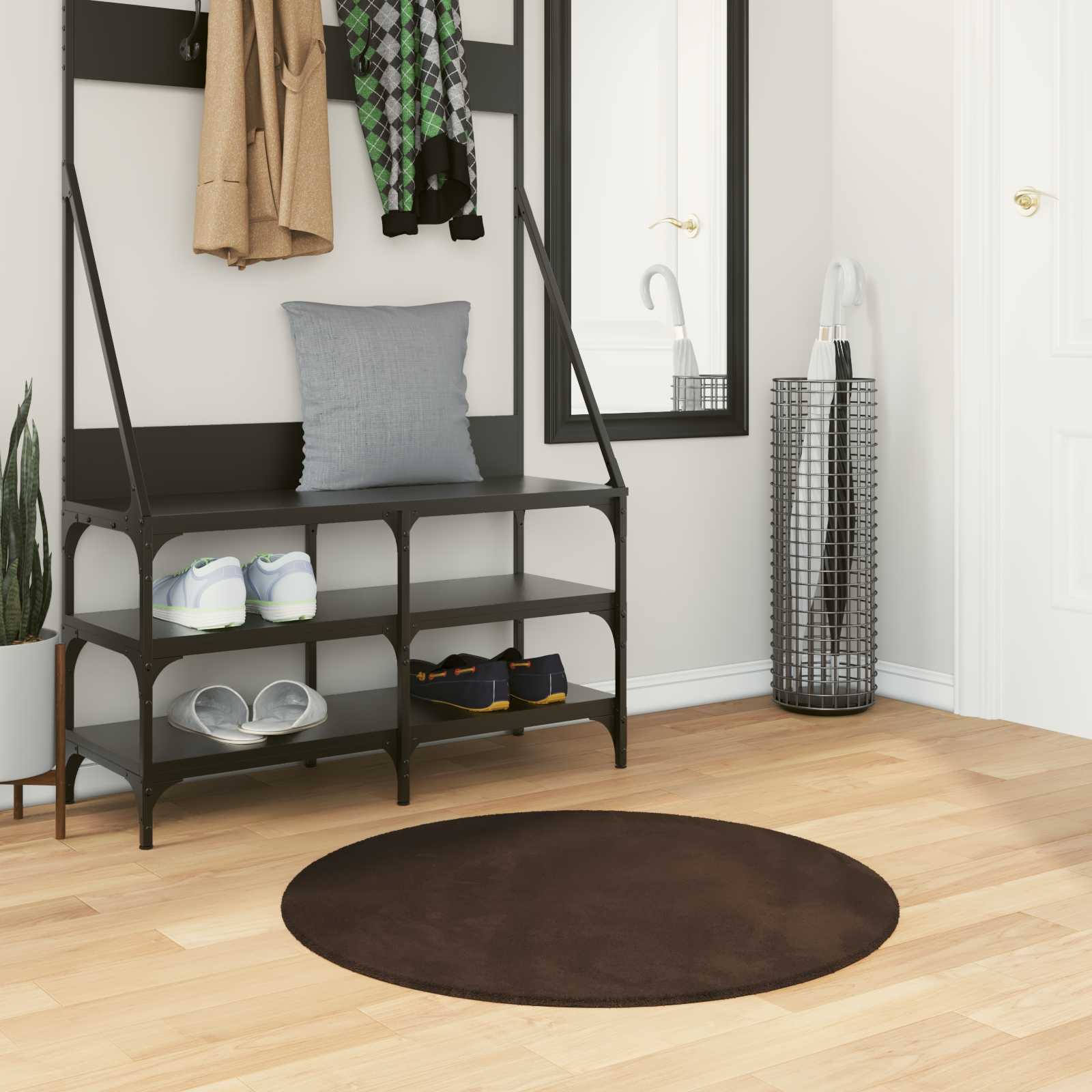 Vidaxx tapis rond huarte marron ø 80 cm polyester