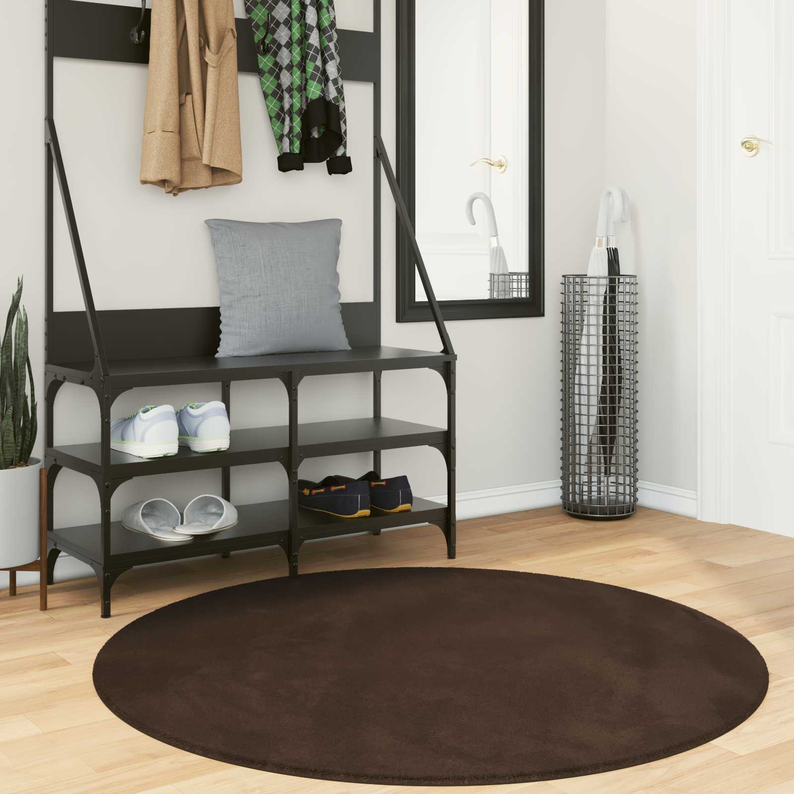 VidaXL tapis rond huarte marron ø 120 cm polyester