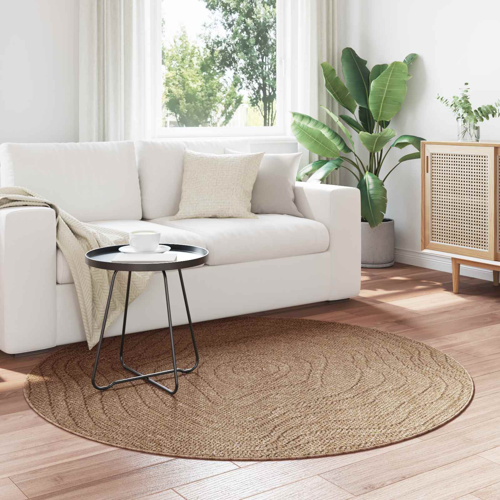 Vidaxx tapis rond moiré huarte naturel ø 120 cm polyester