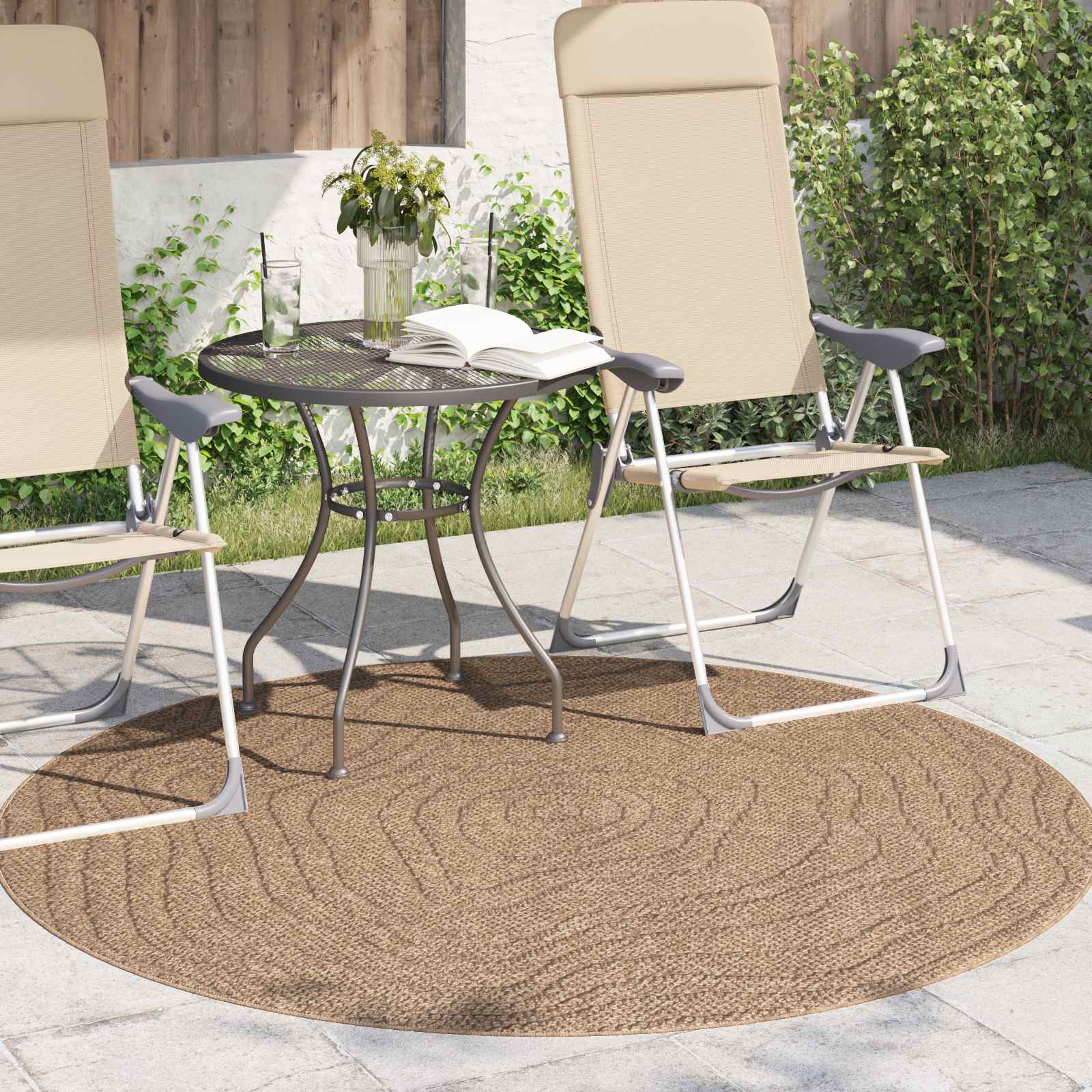Vidaxx tapis rond moiré huarte naturel ø 160 cm polyester