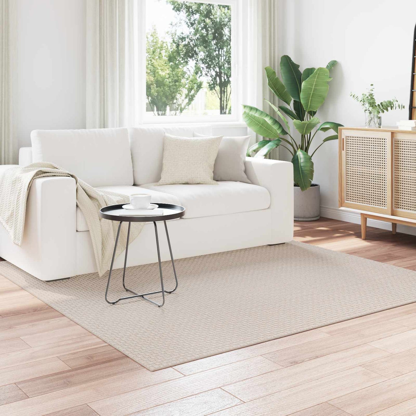 Vidaxx tapis carré huarte crème 120 x 120 cm polyester