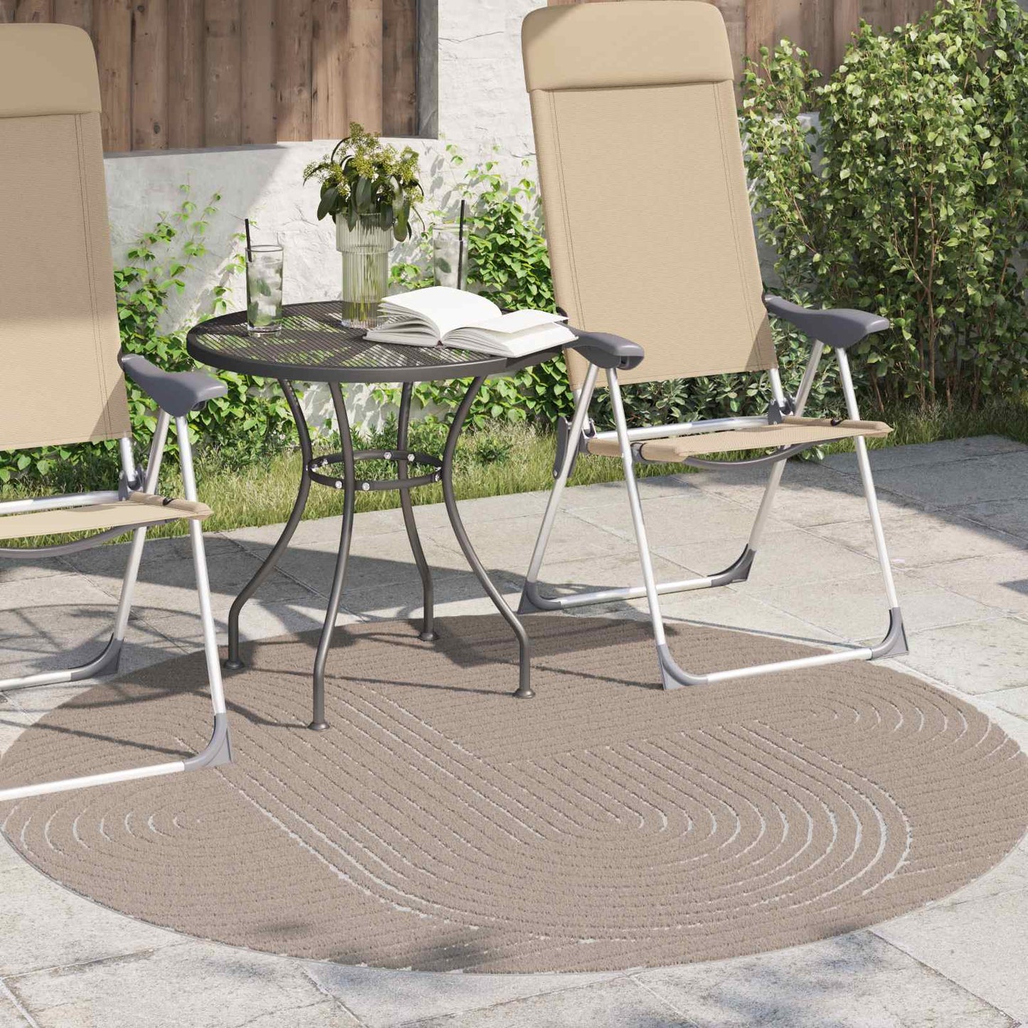 VidaXL tapis rond huarte beige ø 120 cm polyester