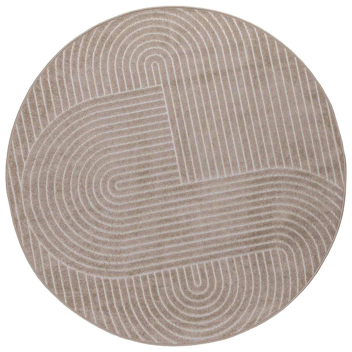 VidaXL tapis rond huarte beige ø 200 cm polyester