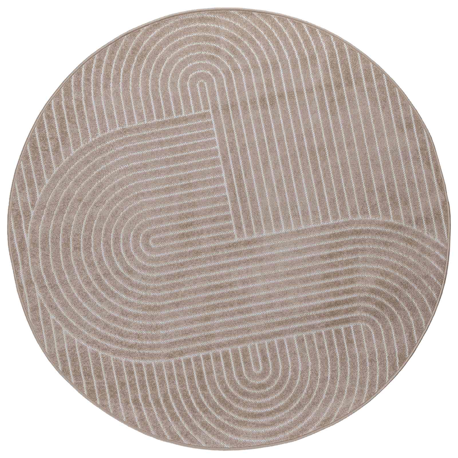 VidaXL tapis rond huarte beige ø 200 cm polyester
