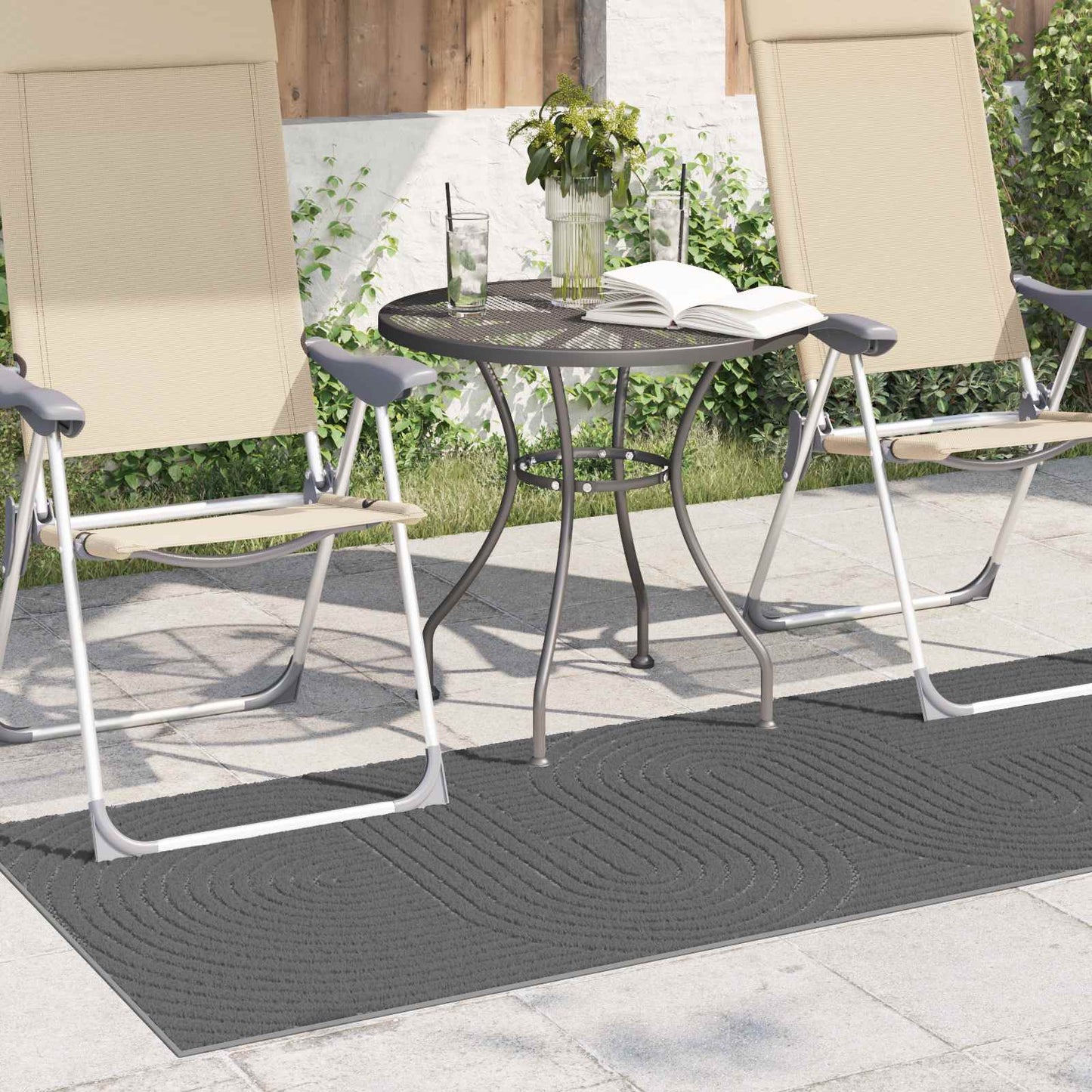 VidaXL tapis rectangulaire huarte anthracite 200 x 80 cm polyester