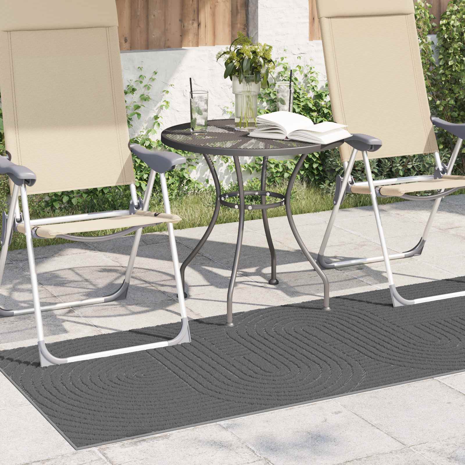 VidaXL tapis rectangulaire huarte anthracite 200 x 80 cm polyester