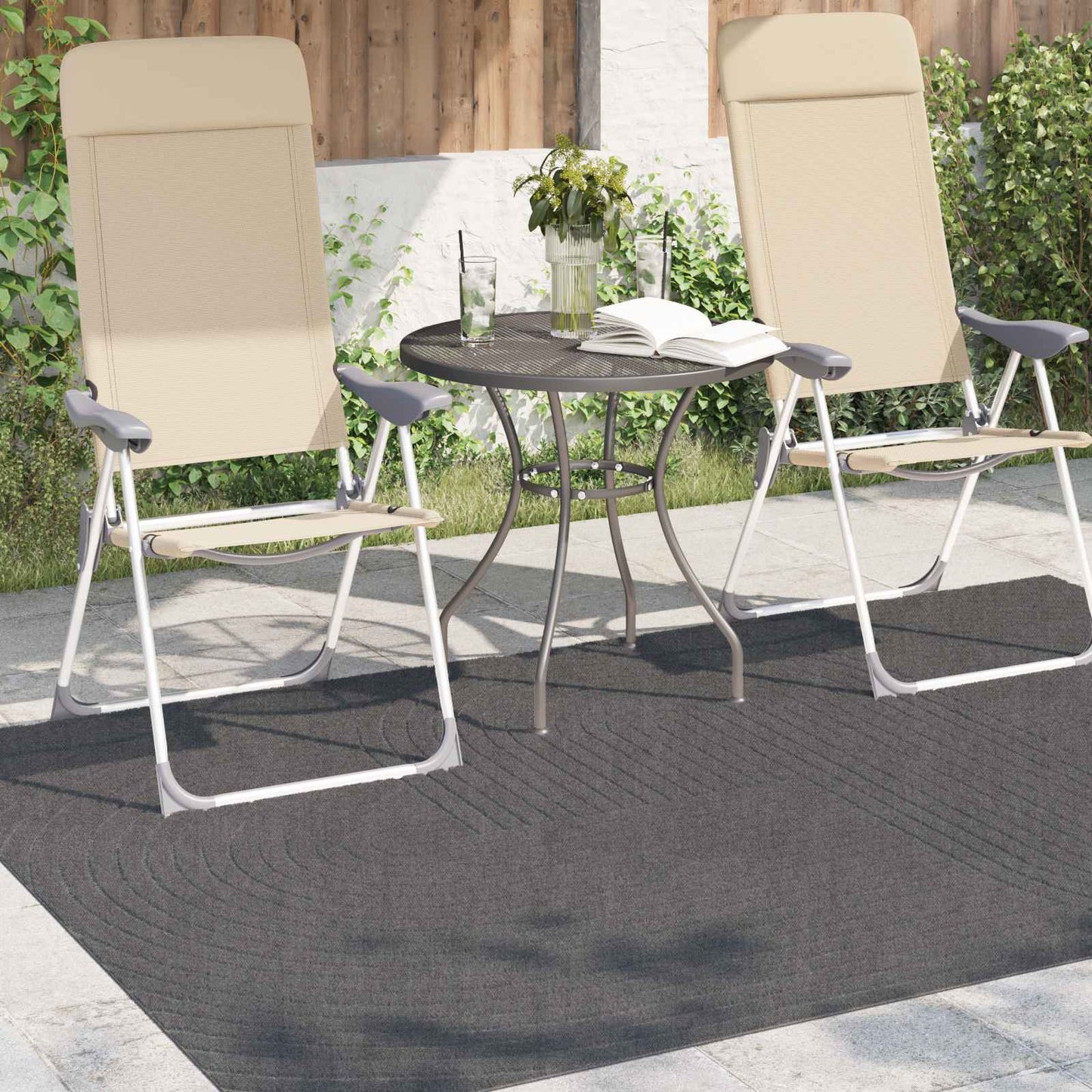 VidaXL tapis rectangulaire huarte anthracite 170 x 120 cm polyester