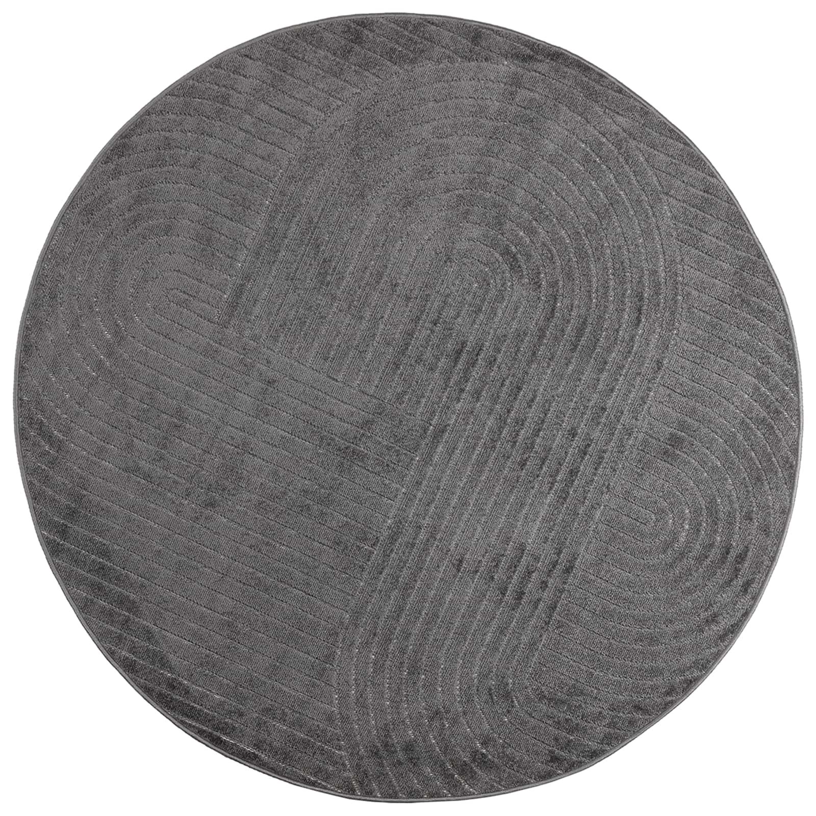 Vidaxl tapis rond huarte anthracite ø 120 cm polyester