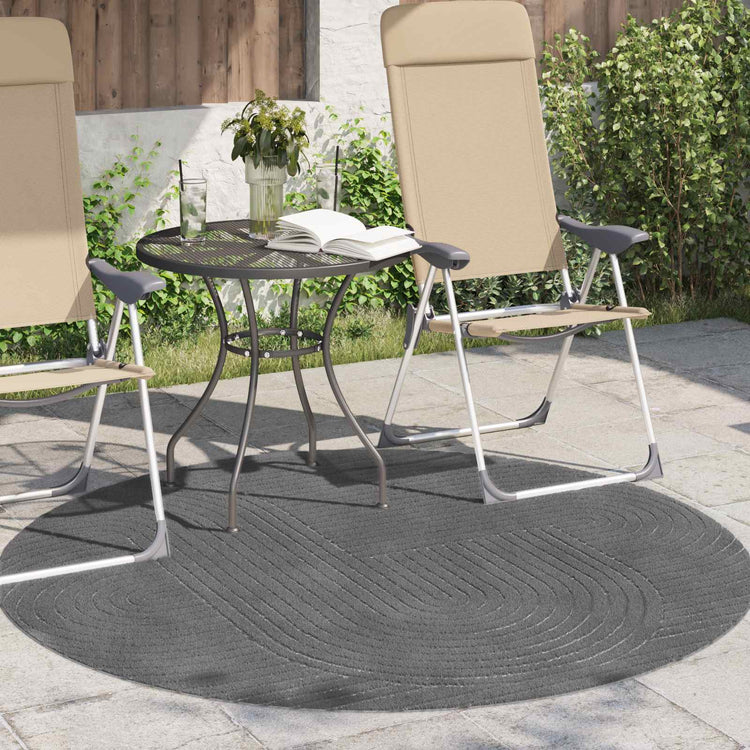 Vidaxl tapis rond huarte anthracite ø 200 cm polyester