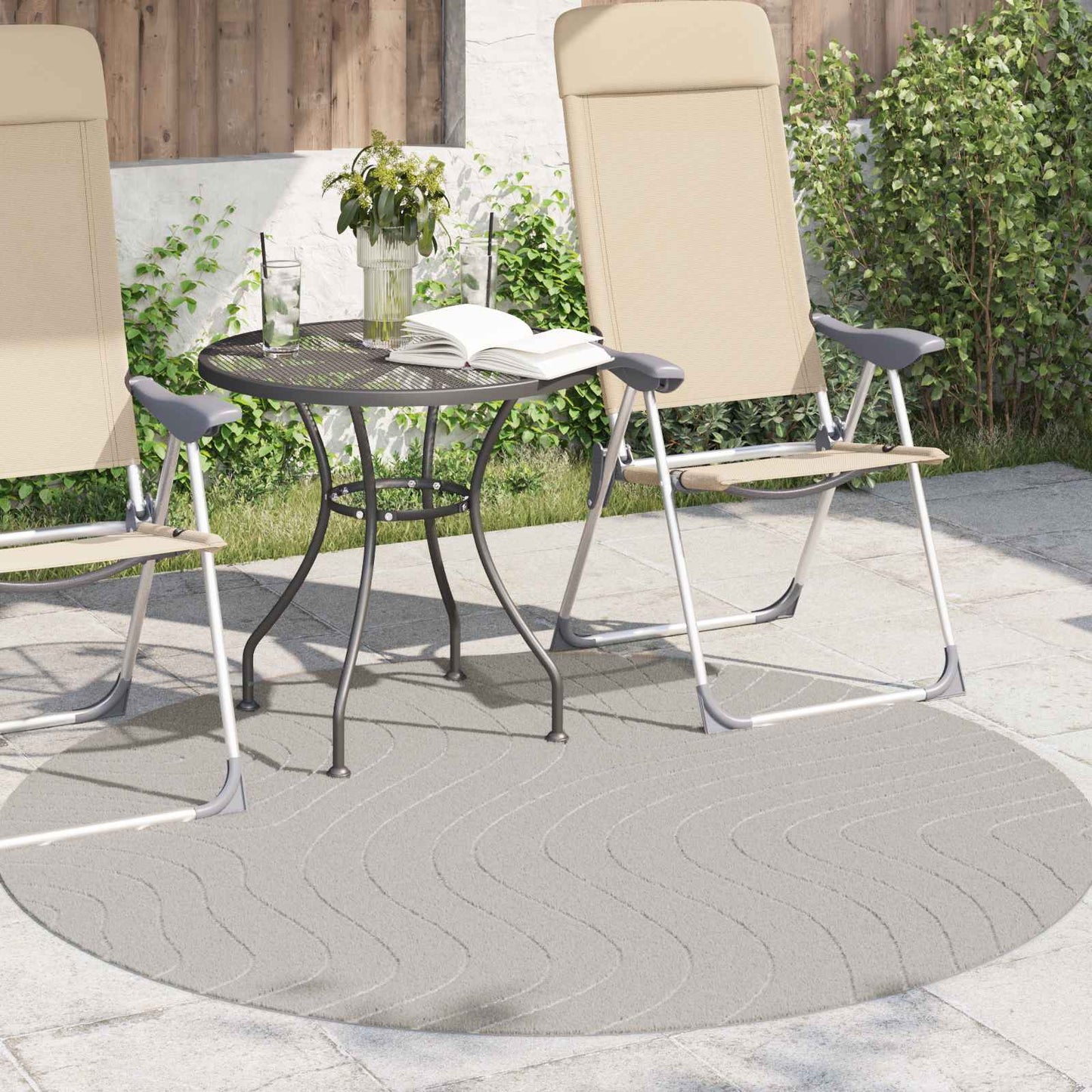 VidaXL tapis rond huarte crème ø 160 cm polyester