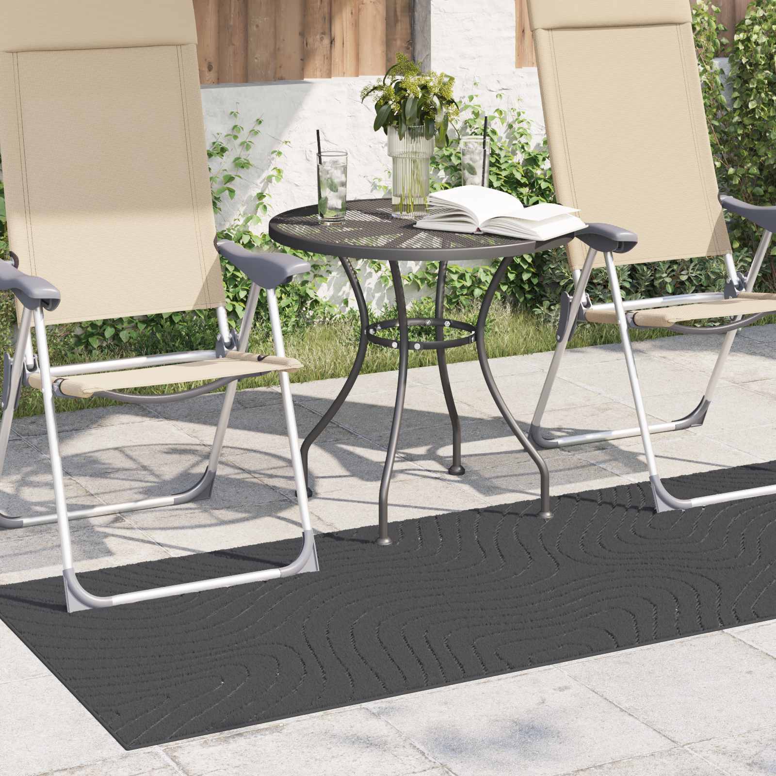 VidaXL tapis rectangulaire huarte anthracite 200 x 80 cm polyester