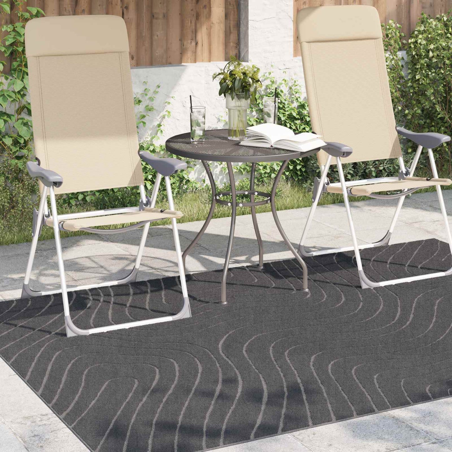 VidaXL tapis rectangulaire huarte anthracite 170 x 120 cm polyester