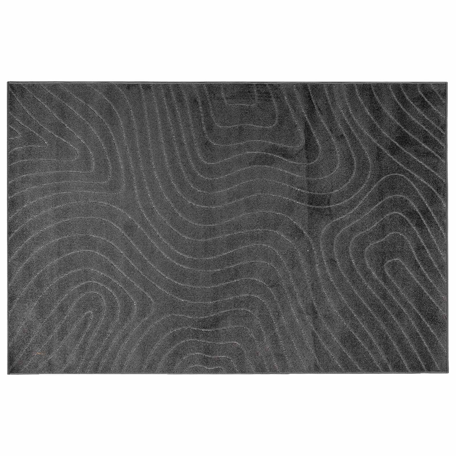 VidaXL tapis rectangulaire huarte anthracite 340 x 240 cm polyester