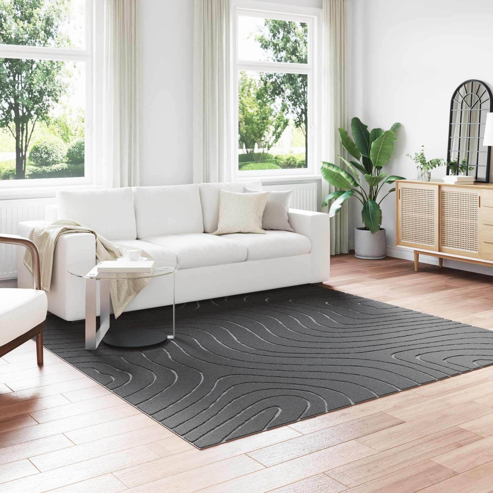 Vidaxx tapis carré huarte anthracite 240 x 240 cm polyester
