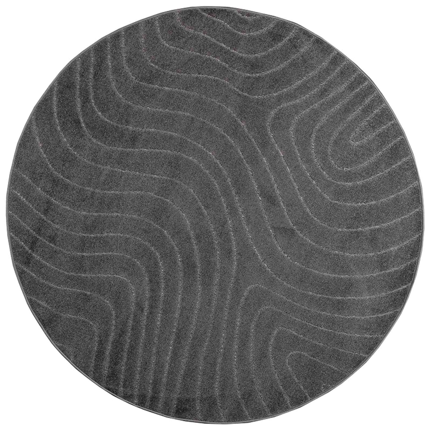Vidaxl tapis rond huarte anthracite ø 120 cm polyester