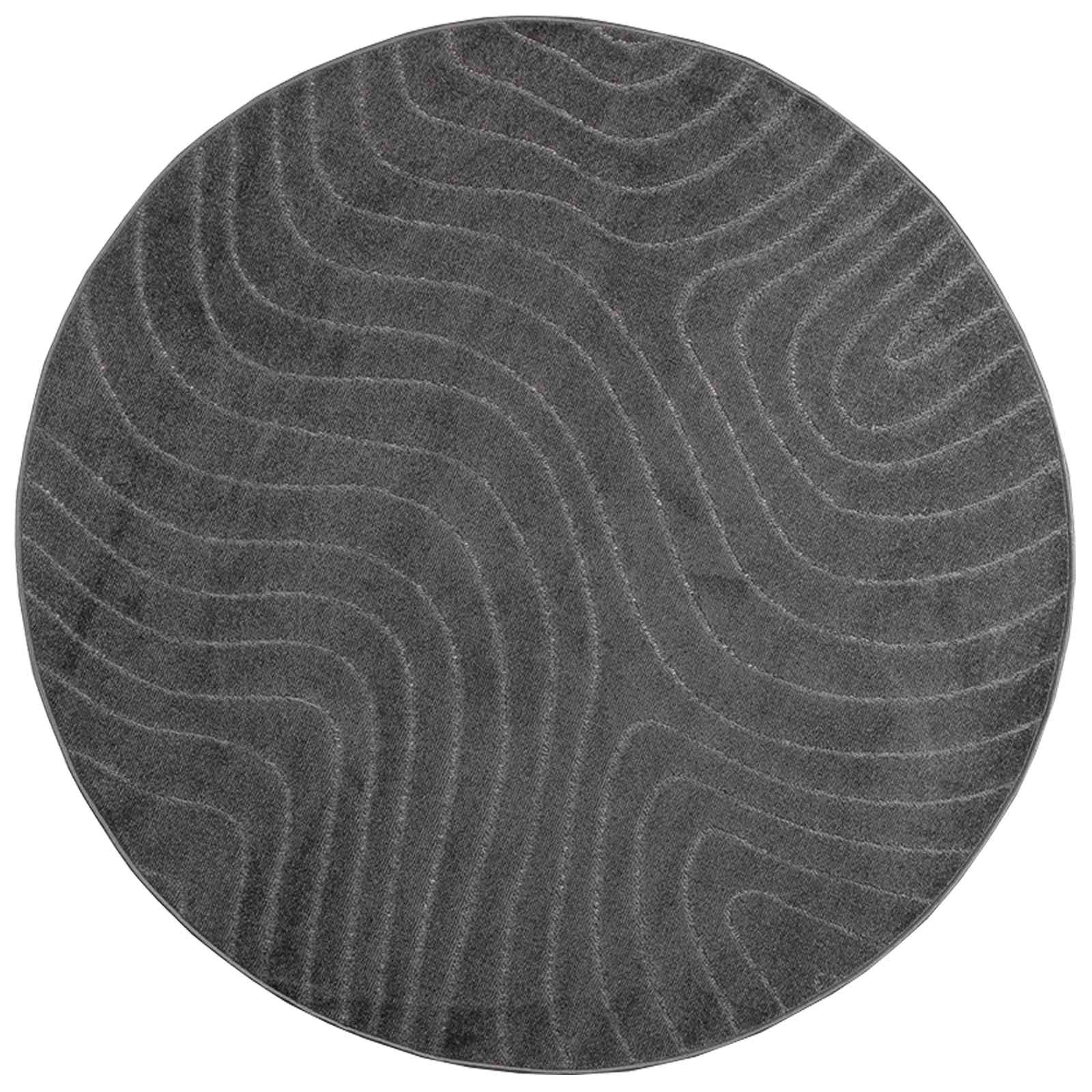 Vidaxl tapis rond huarte anthracite ø 120 cm polyester