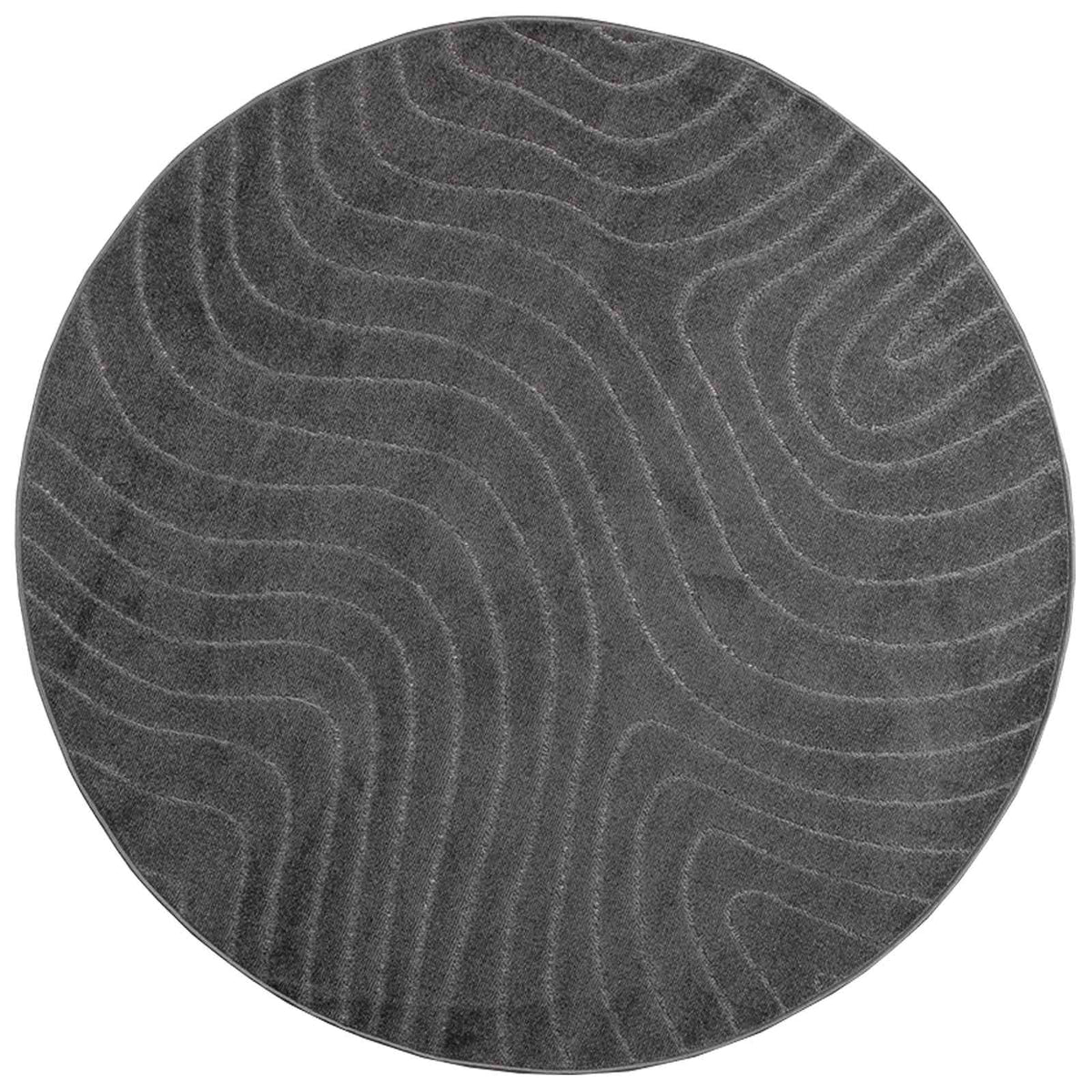 Vidaxl tapis rond huarte anthracite ø 200 cm polyester