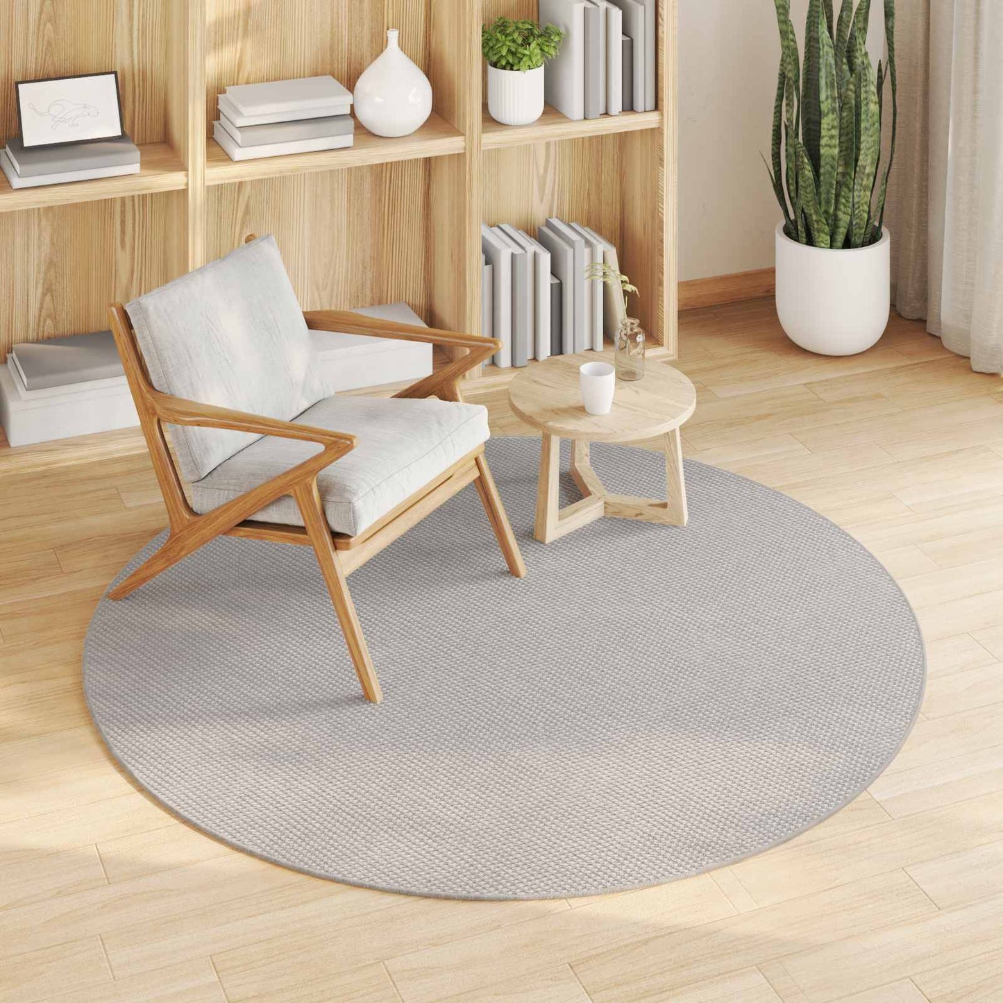 VidaXL tapis rond huarte crème ø 120 cm polyester