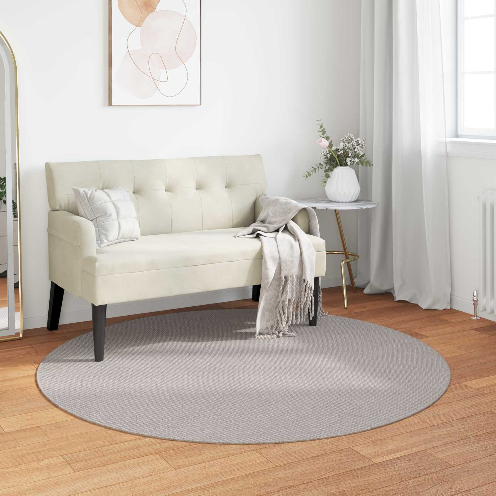 VidaXL tapis rond huarte crème ø 200 cm polyester