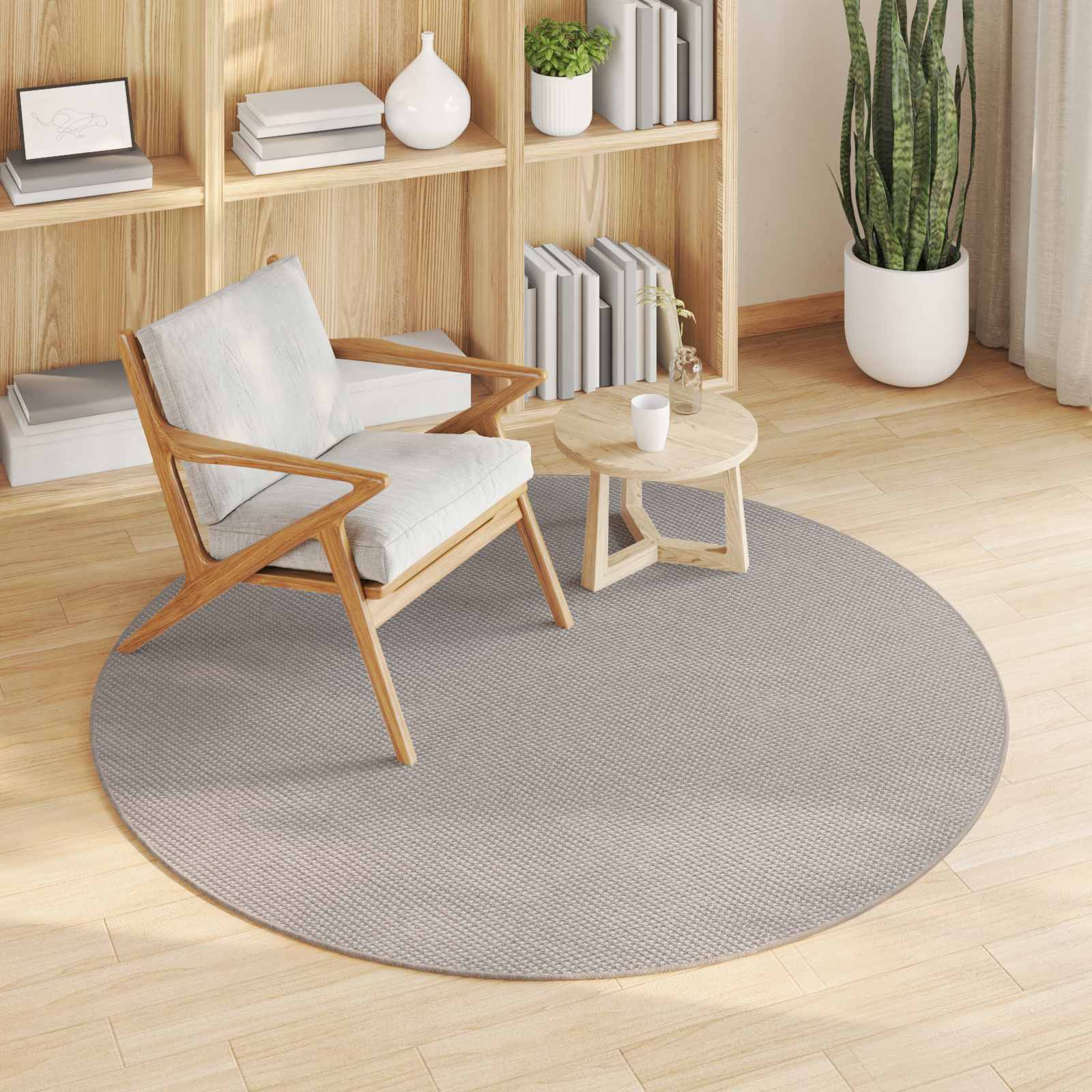Vidaxl tapis rond huarte crème et taupe ø 200 cm polyester