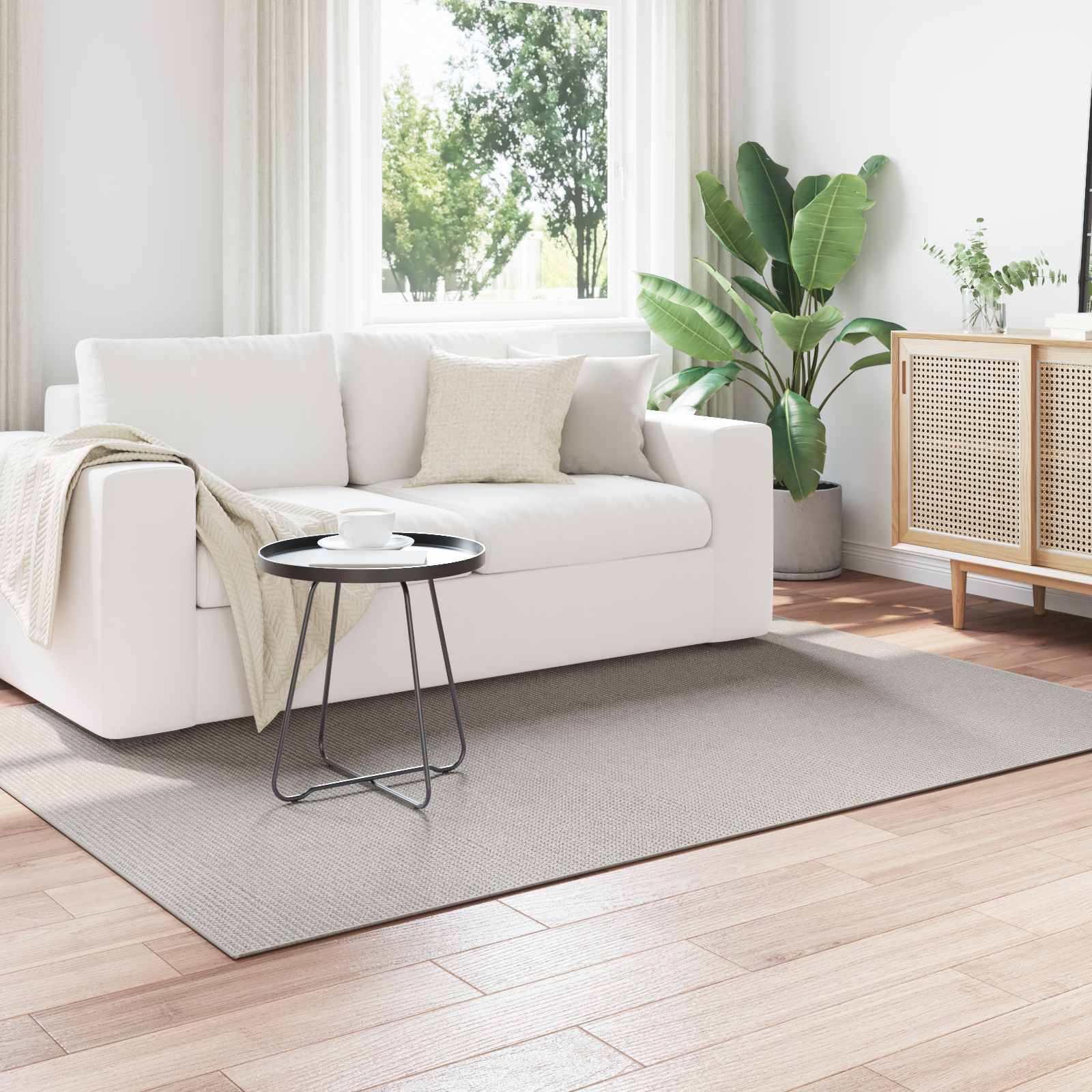 VidaXL tapis huarte crème et gris 170 x 120 cm polyester