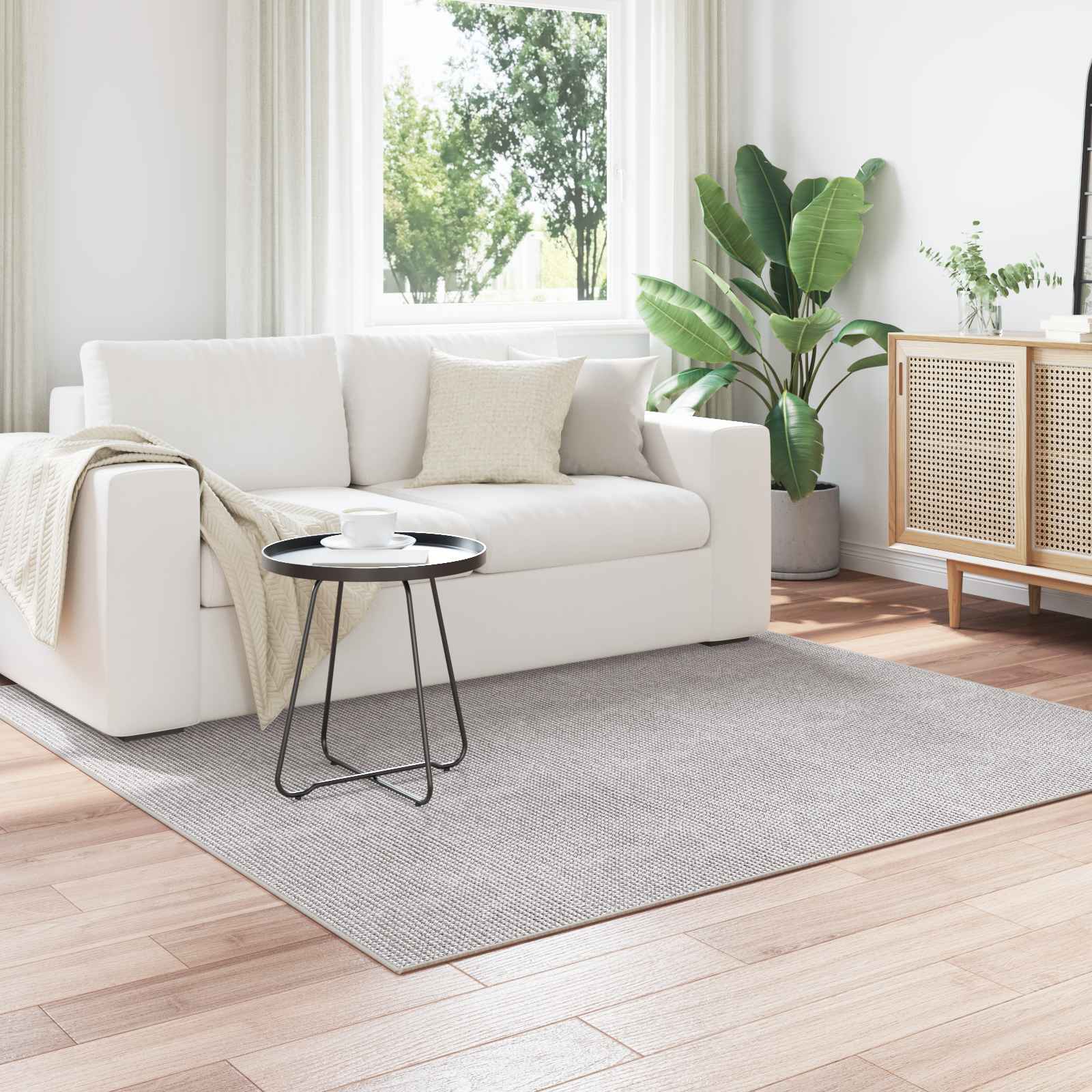 VidaXL tapis huarte crème et gris 200 x 200 cm polyester