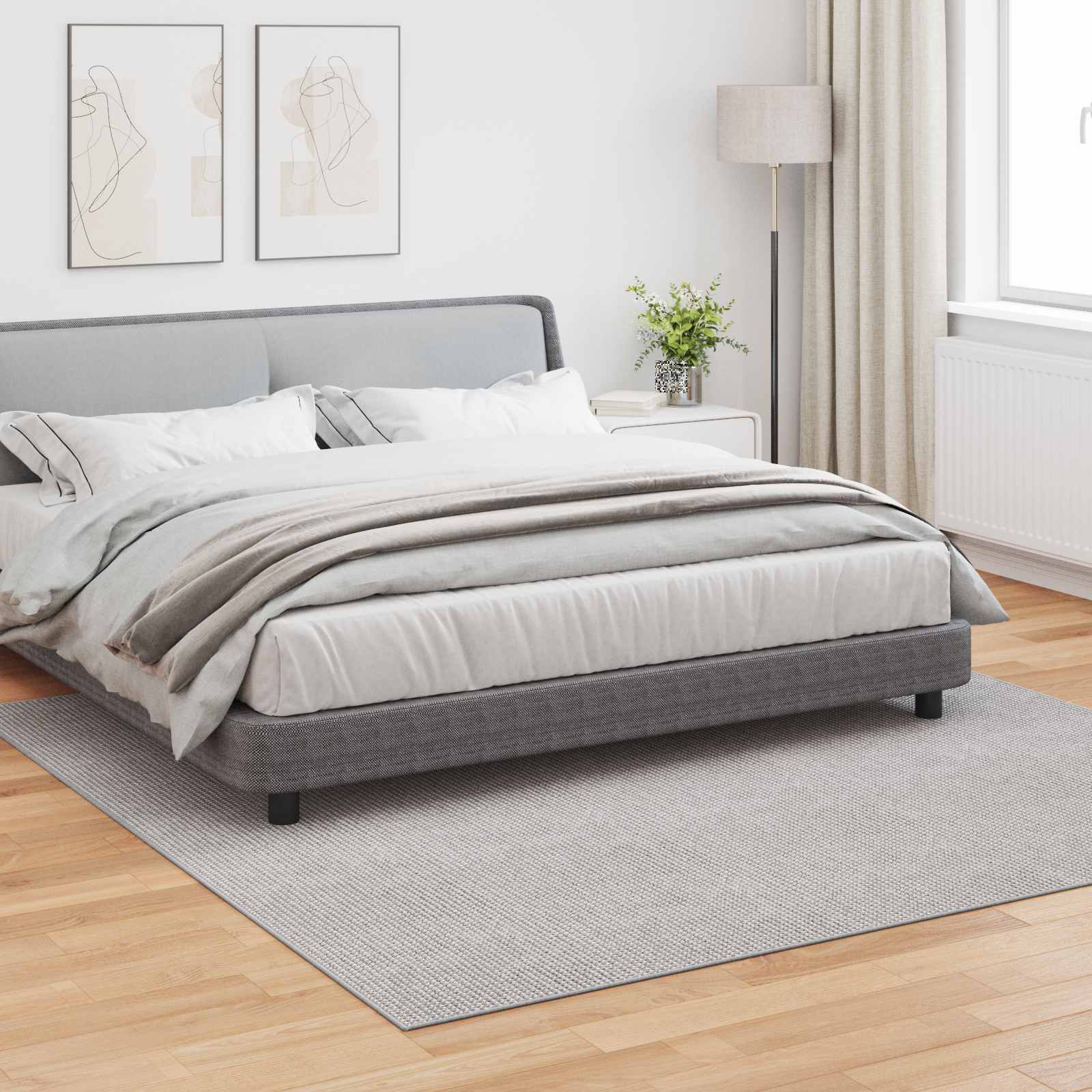 VidaXL tapis huarte crème et gris 240 x 240 cm polyester