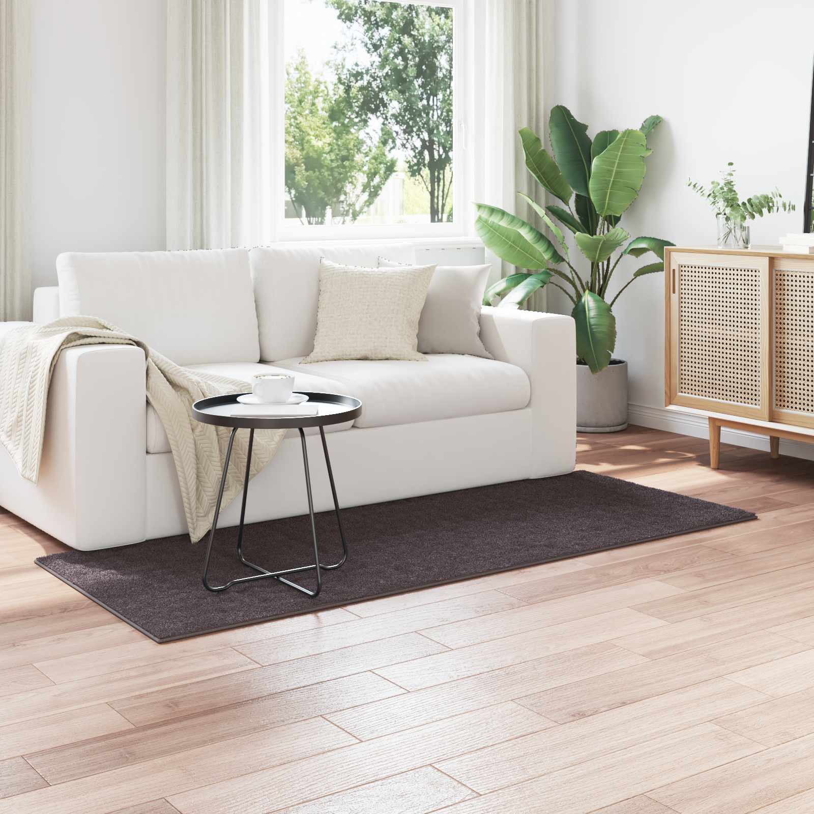 VidaXL tapis rectangulaire huarte anthracite 200 x 80 cm polyester