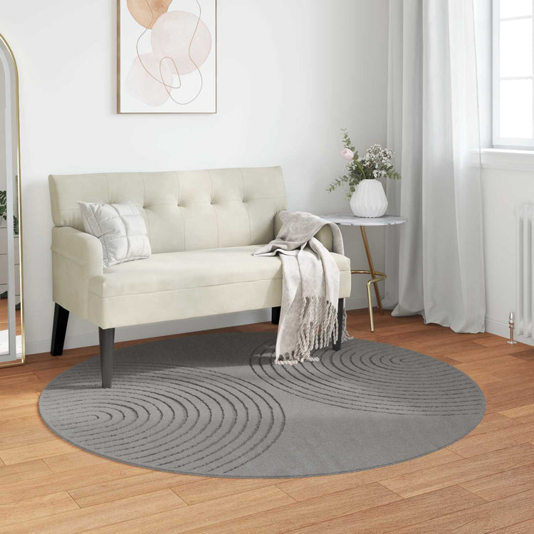 VidaXL tapis rond huarte gris ø 160 cm polyester