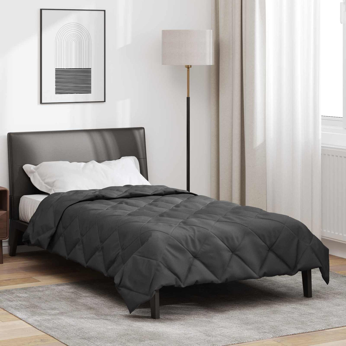 Vidaxl couette d'été anthracite 220 x 140 cm microfibre