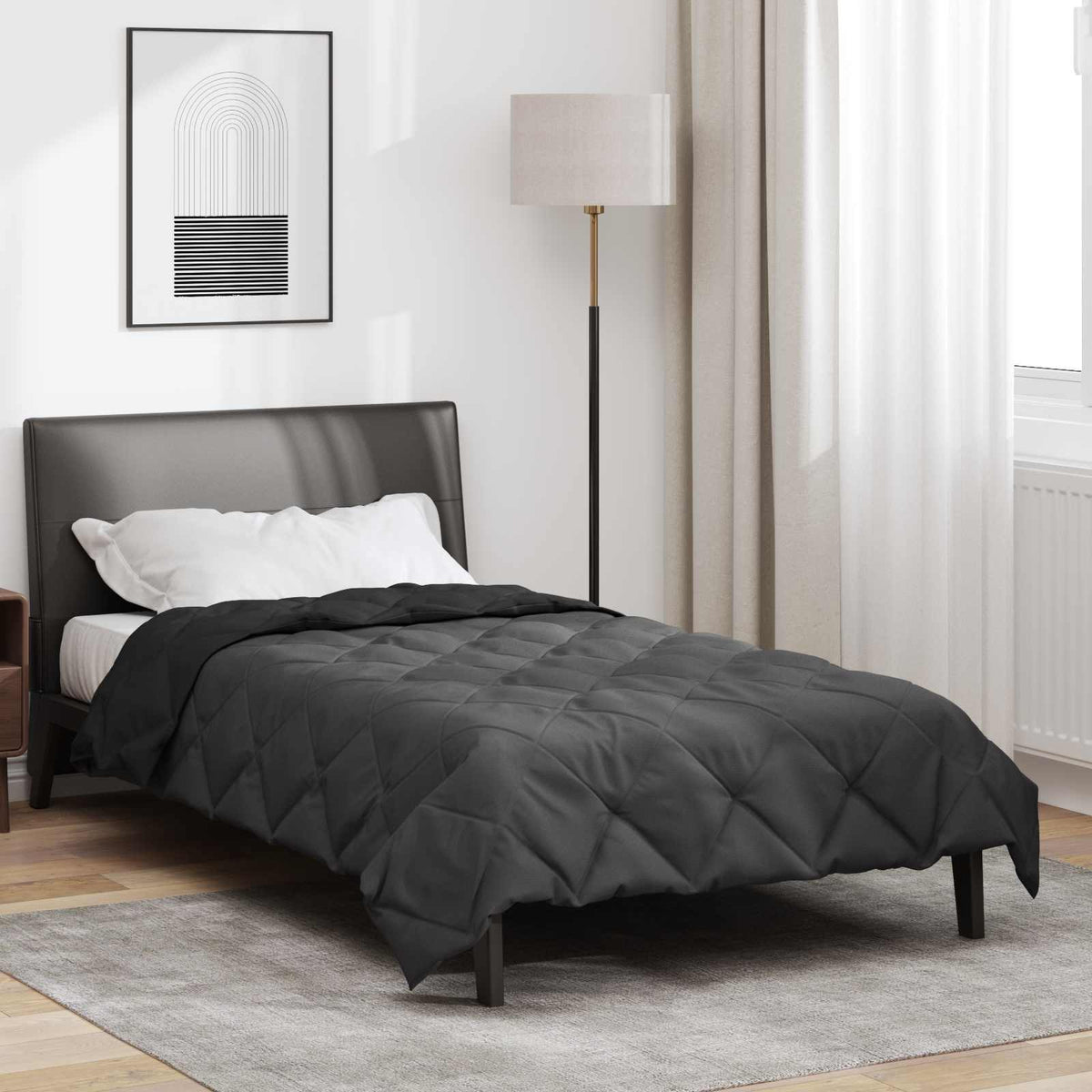 Vidaxl couette d'été noir et anthracite 220 x 155 cm microfibre