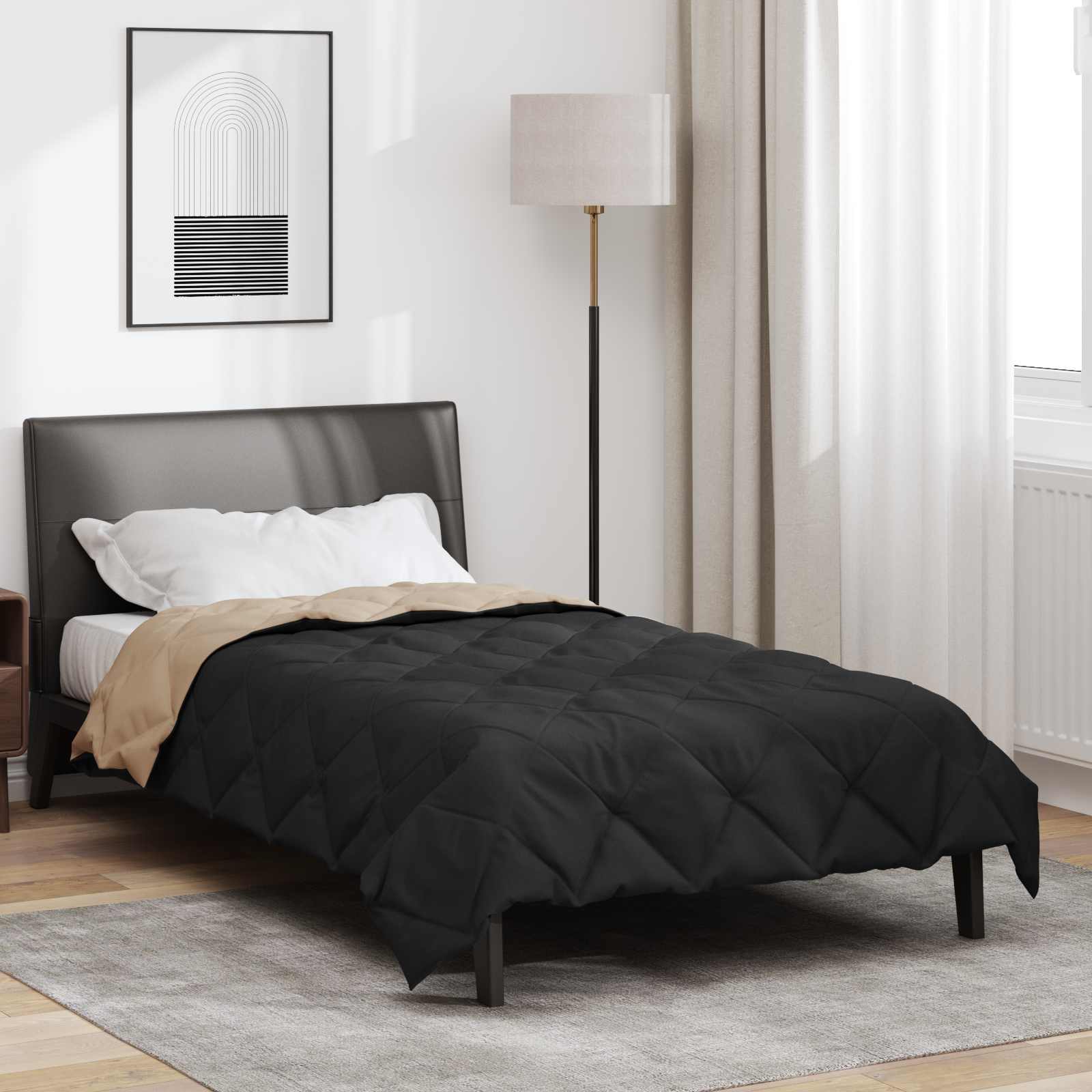 Vidaxx couette d'été noir et taupe 220 x 140 cm microfibre