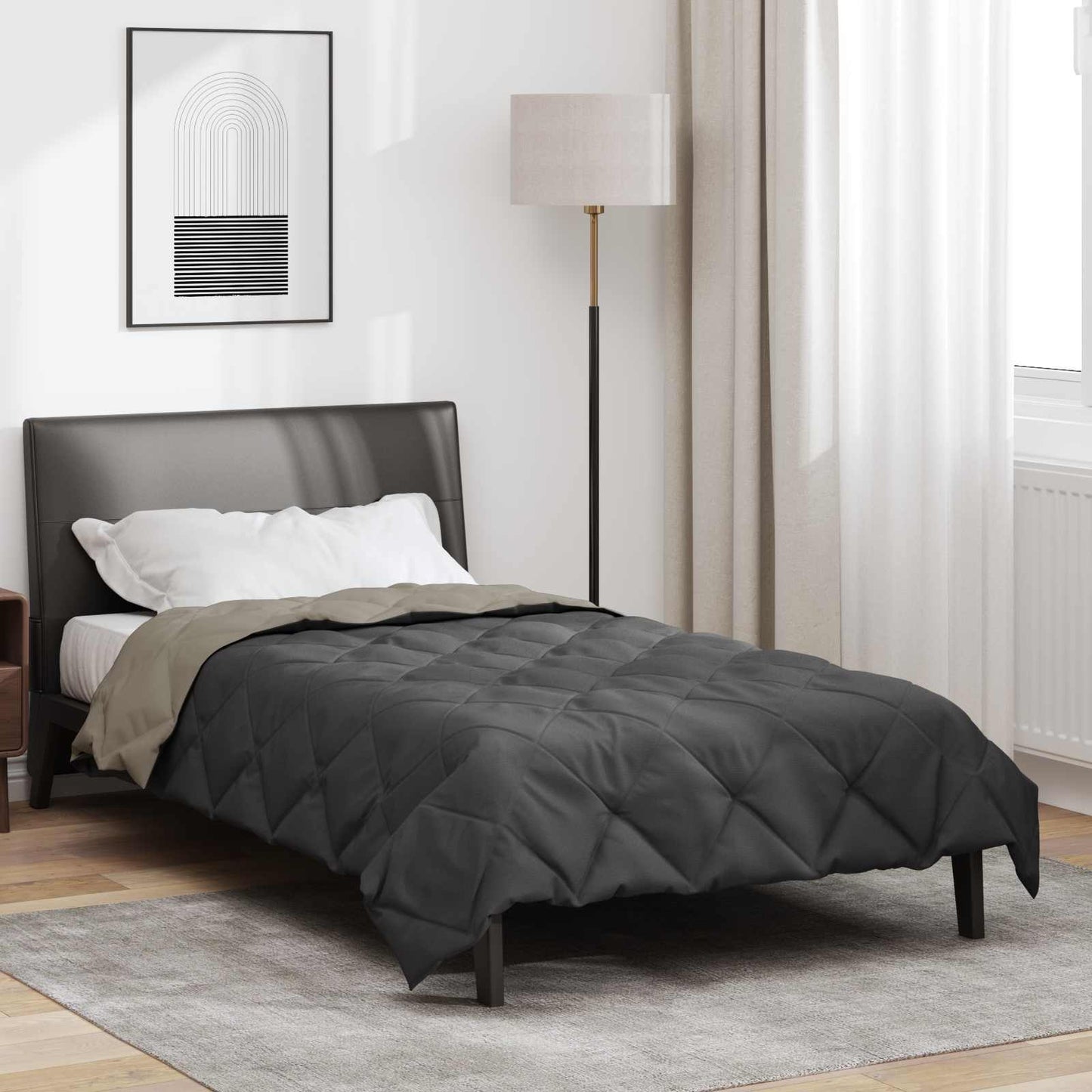 Vidaxl couette d'été gris clair et anthracite 220 x 155 cm microfibre