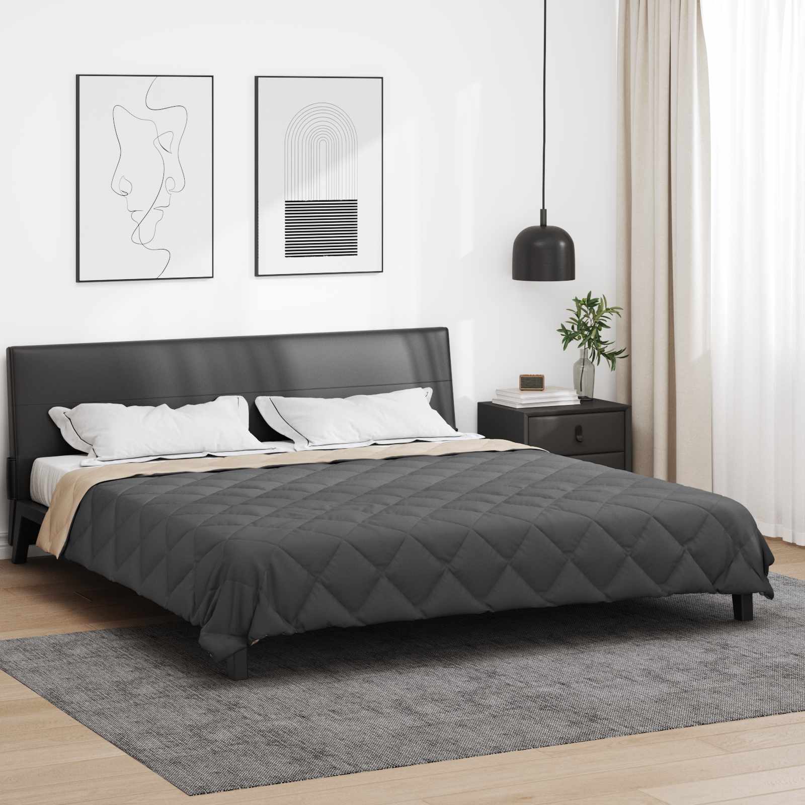 Vidaxx couette toute l'année anthracite et taupe 220 x 240 cm microfibre