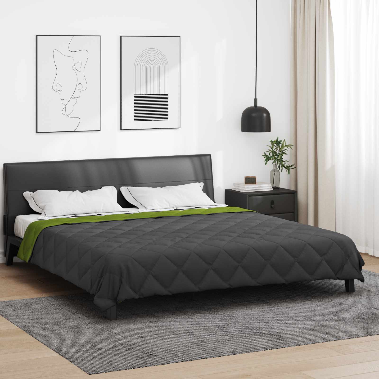Vidaxx couette toute l'année vert et anthracite 220 x 200 cm microfibre